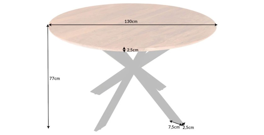 Table ronde SOLARA 130cm dimensions