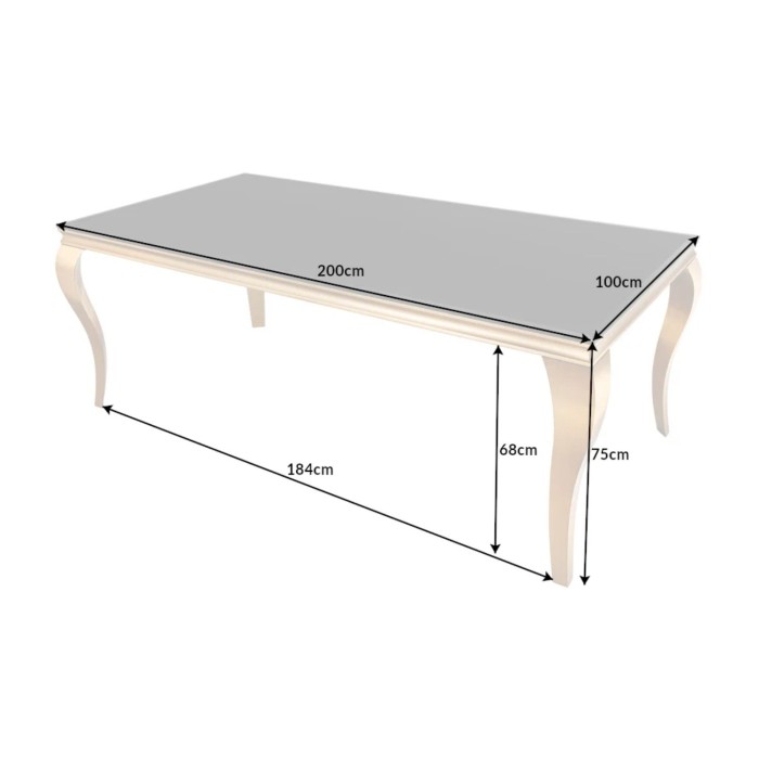 Table VELENA dorée 200cm dimensions