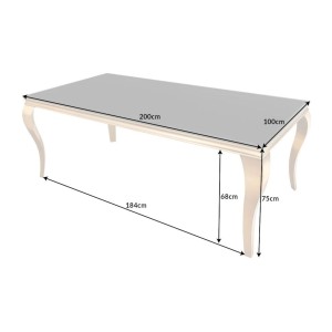 Table VELENA dorée 200cm dimensions