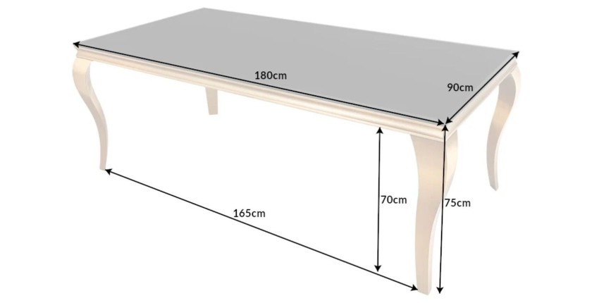 Table VELENA 180cm dorée dimensions