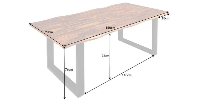 Table NALKO en bois d'acacia 160cm dimensions