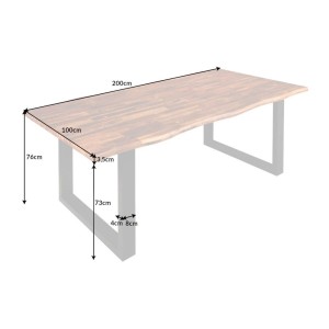 Table NALKO en bois d'acacia 200cm dimensions