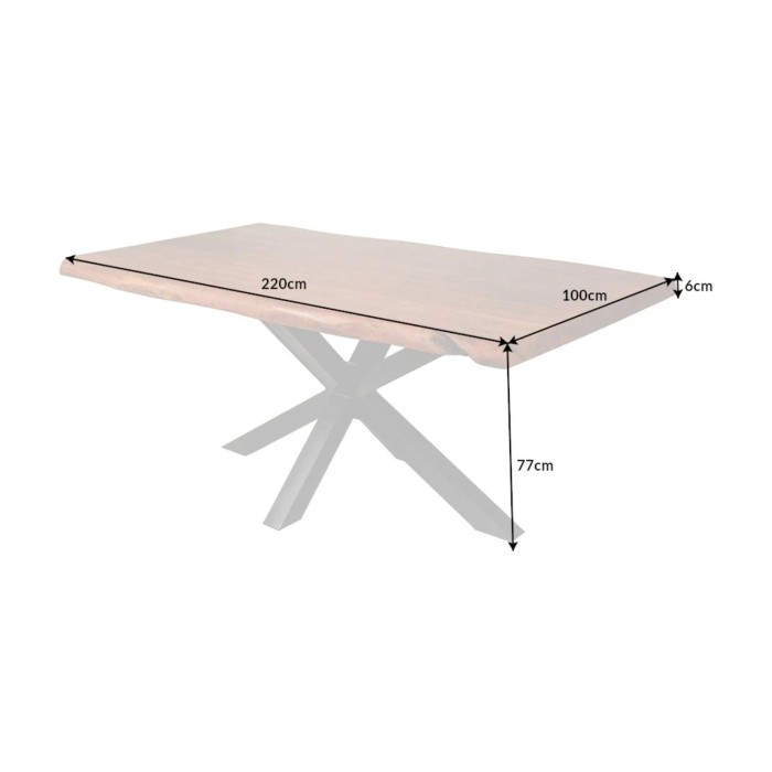 Table ARKAYA 220 cm – Tischplatte aus massivem lackiertem Akazienholz und Gestell aus schwarzem Metall – Industrielles und elega