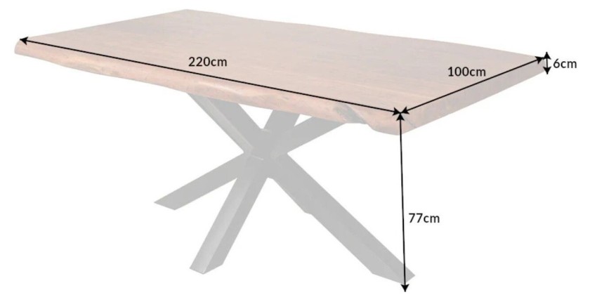 Table ARKAYA 220cm en bois d'acacia dimensions