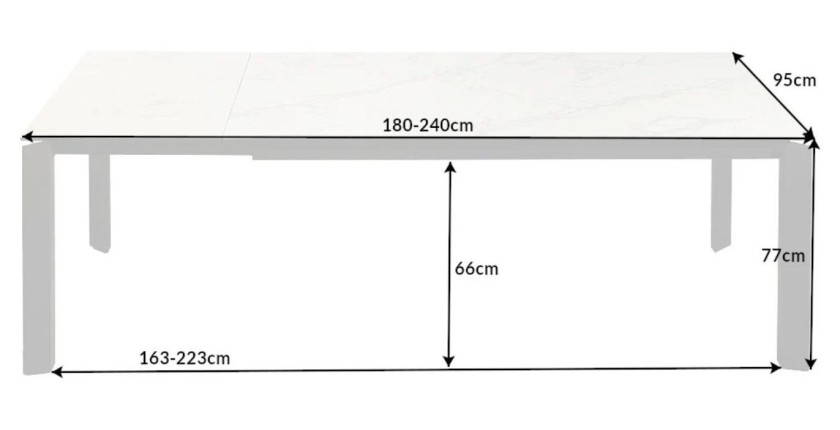 Table FORZA extensible jusqu'à 240cm dimensions