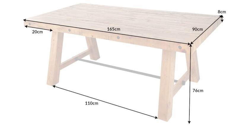 Table RANCHO 165cm dimensions
