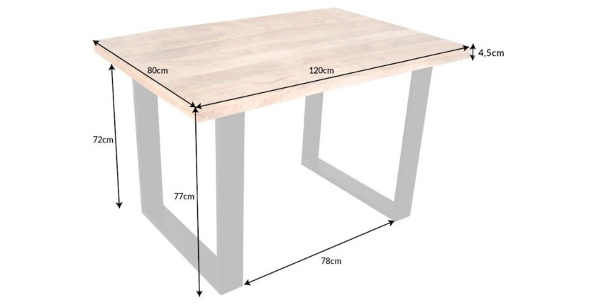 Table LODEN en bois de manguier 120cm dimensions