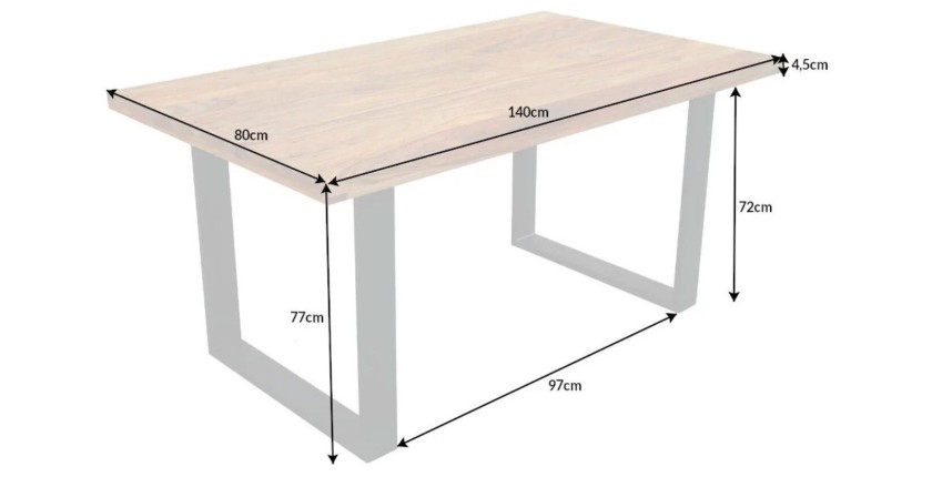 Table LODEN 140cm bois de Sheesham dimensions