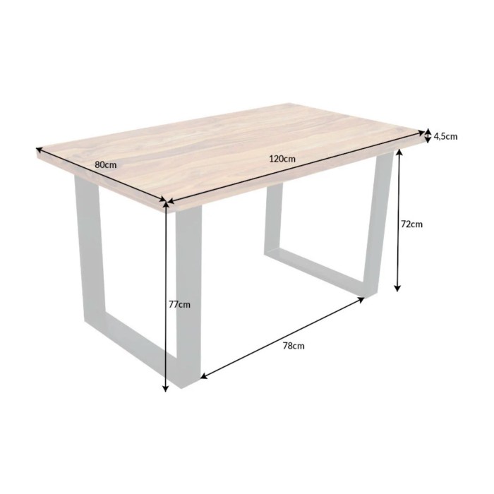 Tavolo da pranzo LODEN 120 cm – Piano in legno massello di sheesham verniciato – Gambe a U in metallo nero
