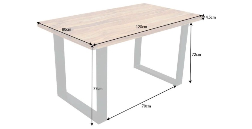 Table LODEN 120cm en bois de Sheesham dimensions