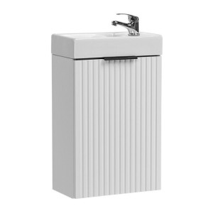 Lave-mains NOXERA 40 cm – Meuble sous vasque suspendu blanc alpin avec vasque encastrée