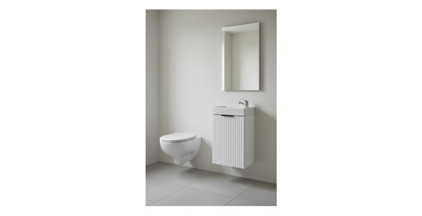 Lave-mains NOXERA 40 cm – Meuble sous vasque suspendu blanc alpin avec vasque encastrée