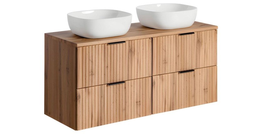 Meuble sous vasque NOXERA 120 cm avec double vasque – Chêne wotan
