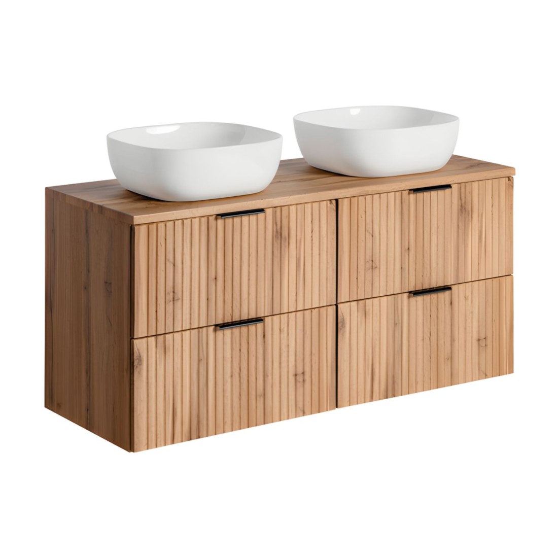 Meuble sous vasque NOXERA 120 cm avec double vasque – Chêne wotan