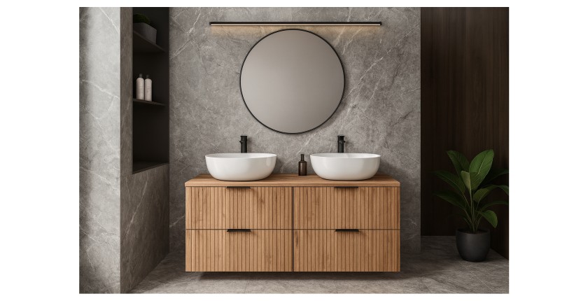 Meuble sous vasque NOXERA 120 cm avec double vasque – Chêne wotan