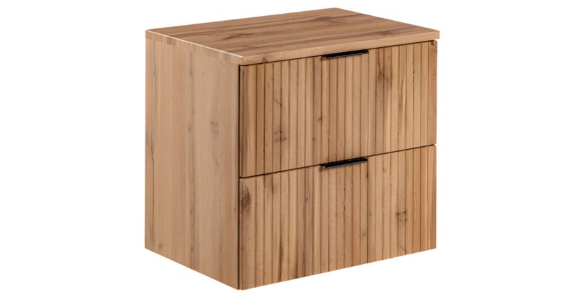 Ensemble de salle de bain NOXERA 60 cm – Chêne wotan – Meuble sous vasque avec plan vasque