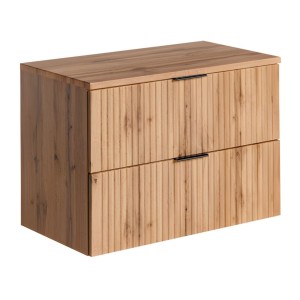 Ensemble de salle de bain NOXERA 80 cm – Chêne wotan – Meuble sous vasque avec plan vasque