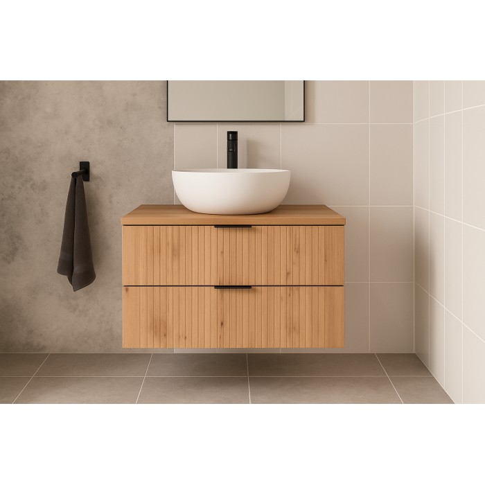 Ensemble de salle de bain NOXERA 80 cm avec vasque et plan vasque mis en situation