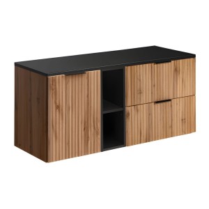 Ensemble de salle de bain NOXERA 120 cm en chêne wotan et noir mat