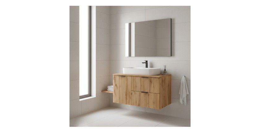 Ensemble de salle de bain NOXERA 100 cm en chêne wotan mis en situation