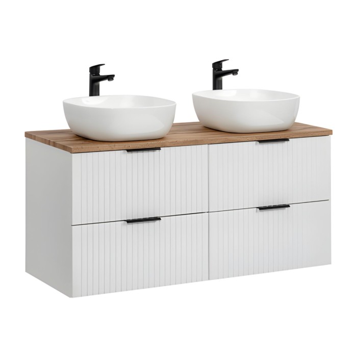 Ensemble de salle de bain NOXERA 120 cm blanc mat et chêne