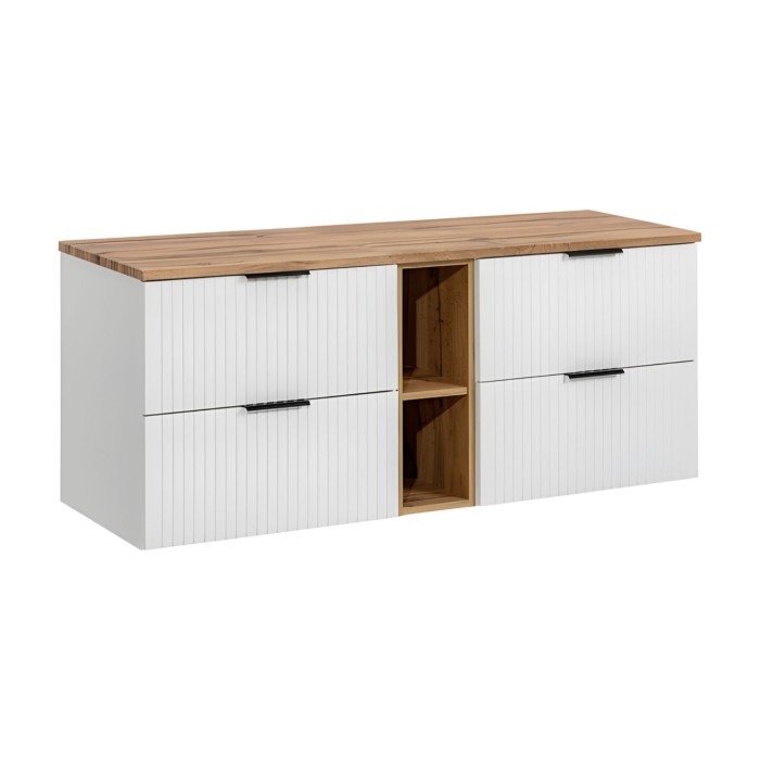 Ensemble de salle de bain NOXERA 140 cm blanc et chêne