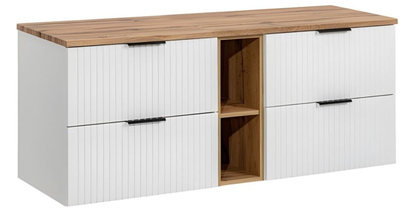 Ensemble de salle de bain NOXERA 140 cm blanc et chêne