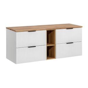 Ensemble de salle de bain NOXERA 140 cm blanc et chêne