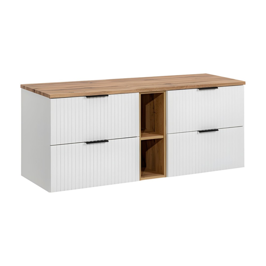 Ensemble de salle de bain NOXERA 140 cm blanc et chêne