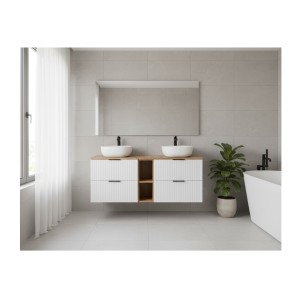 Ensemble de salle de bain NOXERA 140 cm avec vasques mis en situation