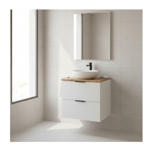 Ensemble de salle de bain NOXERA 60 cm blanc et chêne mis en situation