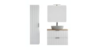 Ensemble de salle de bain NOXERA 80 cm meuble sous vasque, miroir, colonne suspendue et vasque