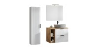 Ensemble de salle de bain NOXERA 80 cm meuble sous vasque, miroir, colonne suspendue et vasque