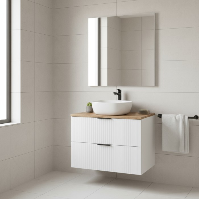 Ensemble de salle de bain NOXERA 80 cm avec vasque mis en situation