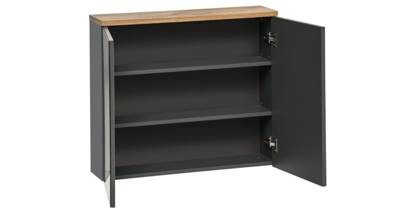 Meuble de rangement suspendu avec miroirs 80cm ERMANO ouvert