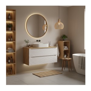 Plan vasque YOKA – Finition chêne clair, 140 cm