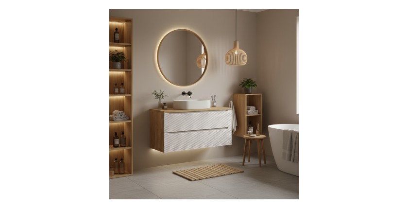 Plan vasque YOKA – Finition chêne clair, 160 cm