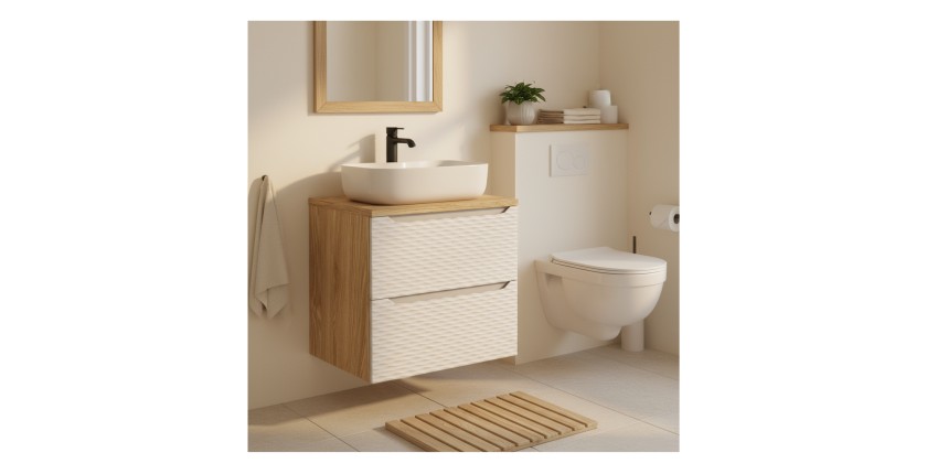 Plan vasque YOKA – Finition chêne clair, 70 cm