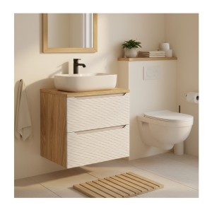 Plan vasque YOKA – Finition chêne clair, 80 cm