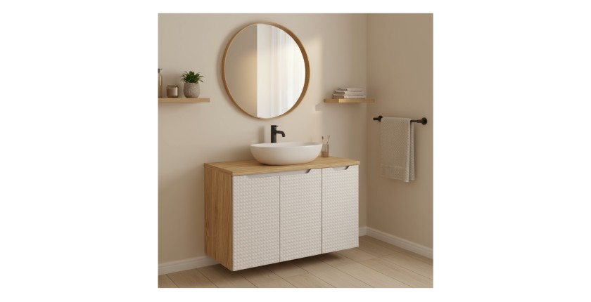 Plan vasque YOKA – Finition chêne clair, 90 cm