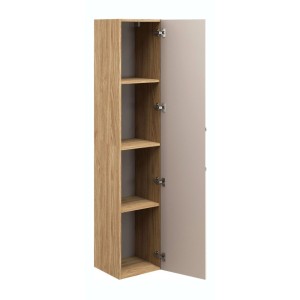 Colonne de salle de bain YOKA beige et chêne clair ouverte