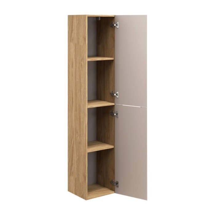 Colonna da bagno YOKA - Beige e rovere chiaro - 2 porte