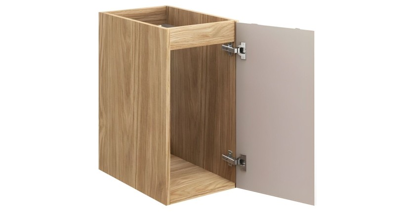 Meuble de rangement beige et chêne clair YOKA ouvert