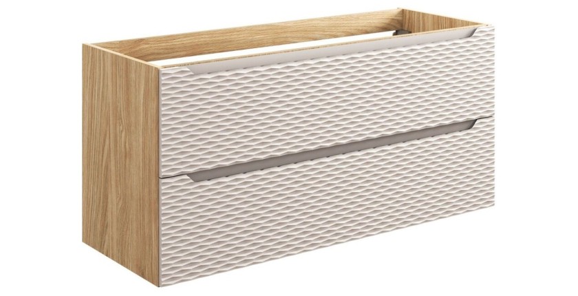 Meuble sous vasque 120cm beige et chêne clair YOKA