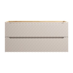 Meuble sous vasque 120cm beige et chêne clair YOKA vu de face