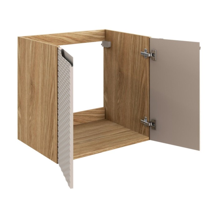 Mobile sotto lavabo YOKA – Beige e quercia chiara 60 cm