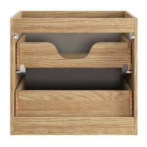 Zoom sur la structure du meuble sous vasque 60cm beige et chêne clair YOKA