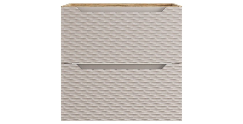 Meuble sous vasque 60cm beige et chêne clair YOKA vu de face
