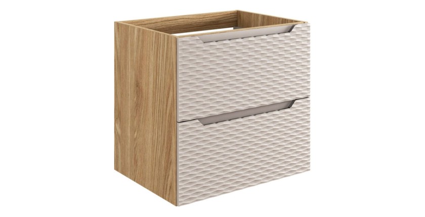 Meuble sous vasque 60cm beige et chêne clair YOKA