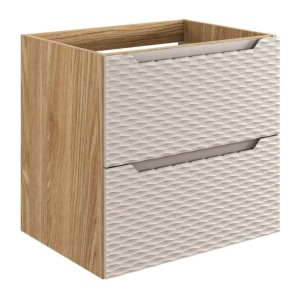 Meuble sous vasque 60cm beige et chêne clair YOKA